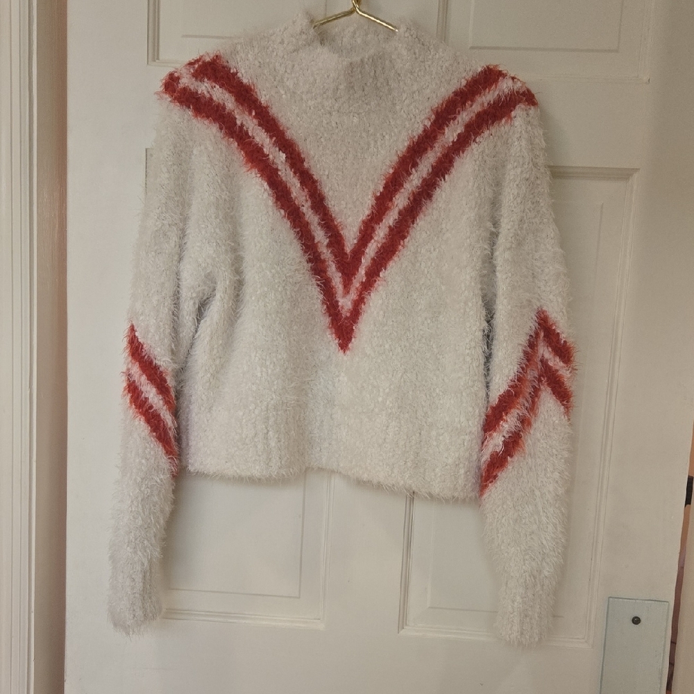 MINKPINK White and Red Chevron Turtleneck Sweater